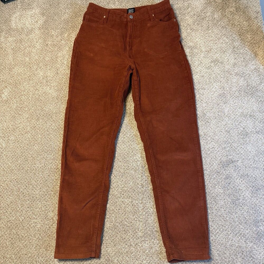 Corduroy Mom Pants High Rise Rust Orange Autumn Size 27 By BDG Urban Outfitters